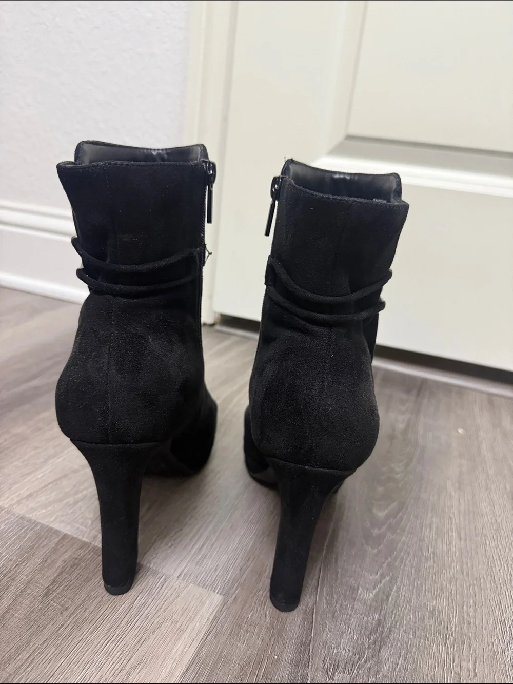 Impo Black Suede Ankle Booties with Side Buckle Detail 9